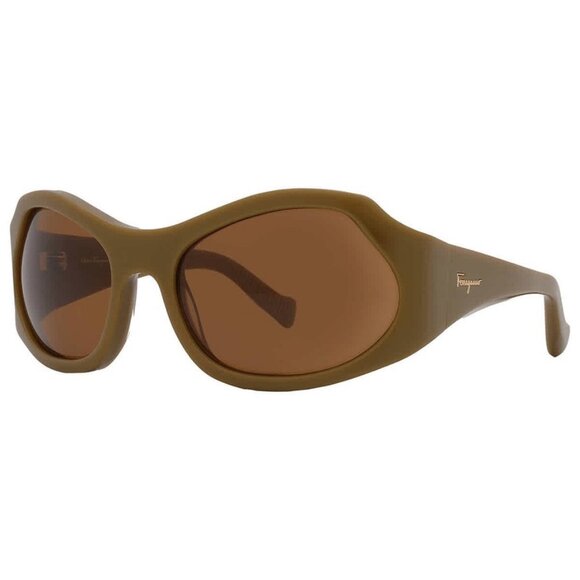 New Salvatore Ferragamo Brown Wrap Ladies Sunglasses SF1078S 320 59 SF1078S 320